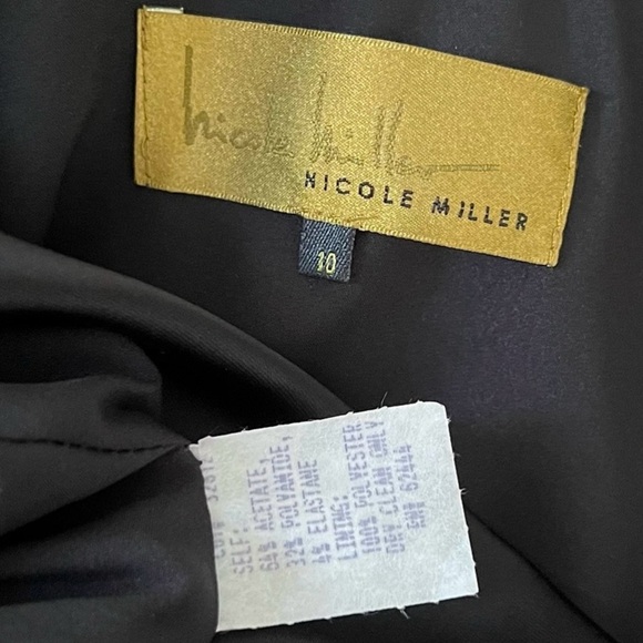 Nicole Miller One Shoulder Elegant Black Sheath Midi Cocktail Evening Dress NWT - Picture 11 of 13